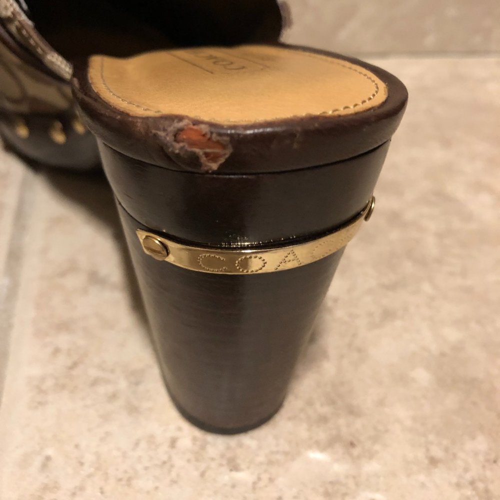 COACH SHASHA MONOGRAMMED PLATFORM HEELED MULES 8.5 - Picture 13 of 15